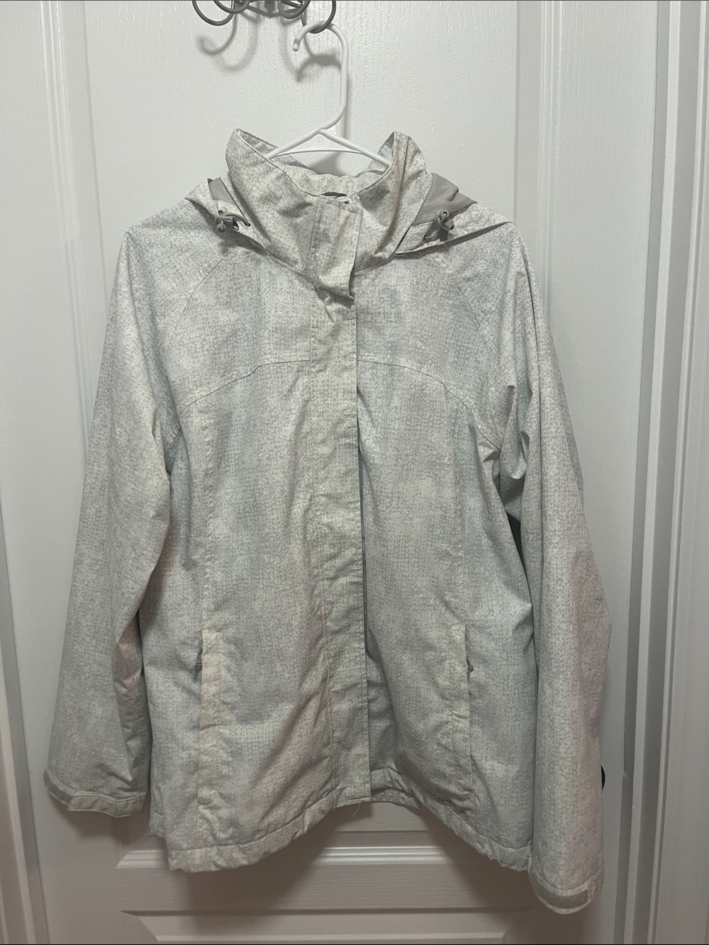 Eddie Bauer Light Gray Hooded rain  Jacket